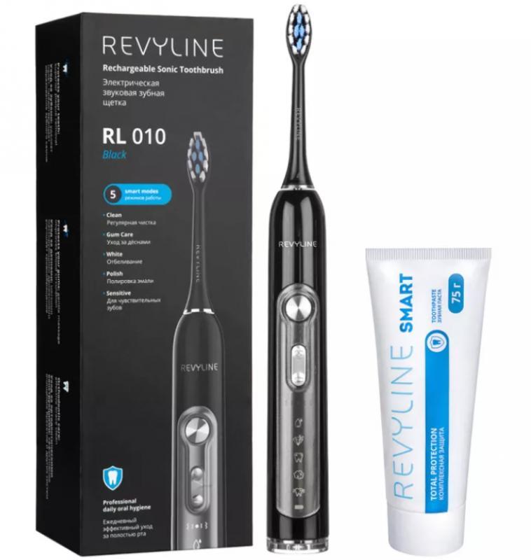 Звуковая щетка Revyline RL010 Black и зубная паста Смарт